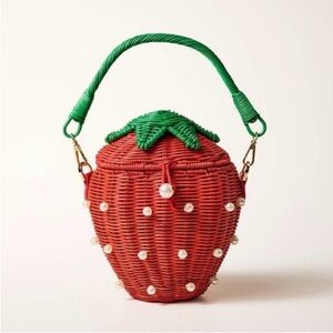 Target x Strawberry kate spade Wicker Handbag with Pearls